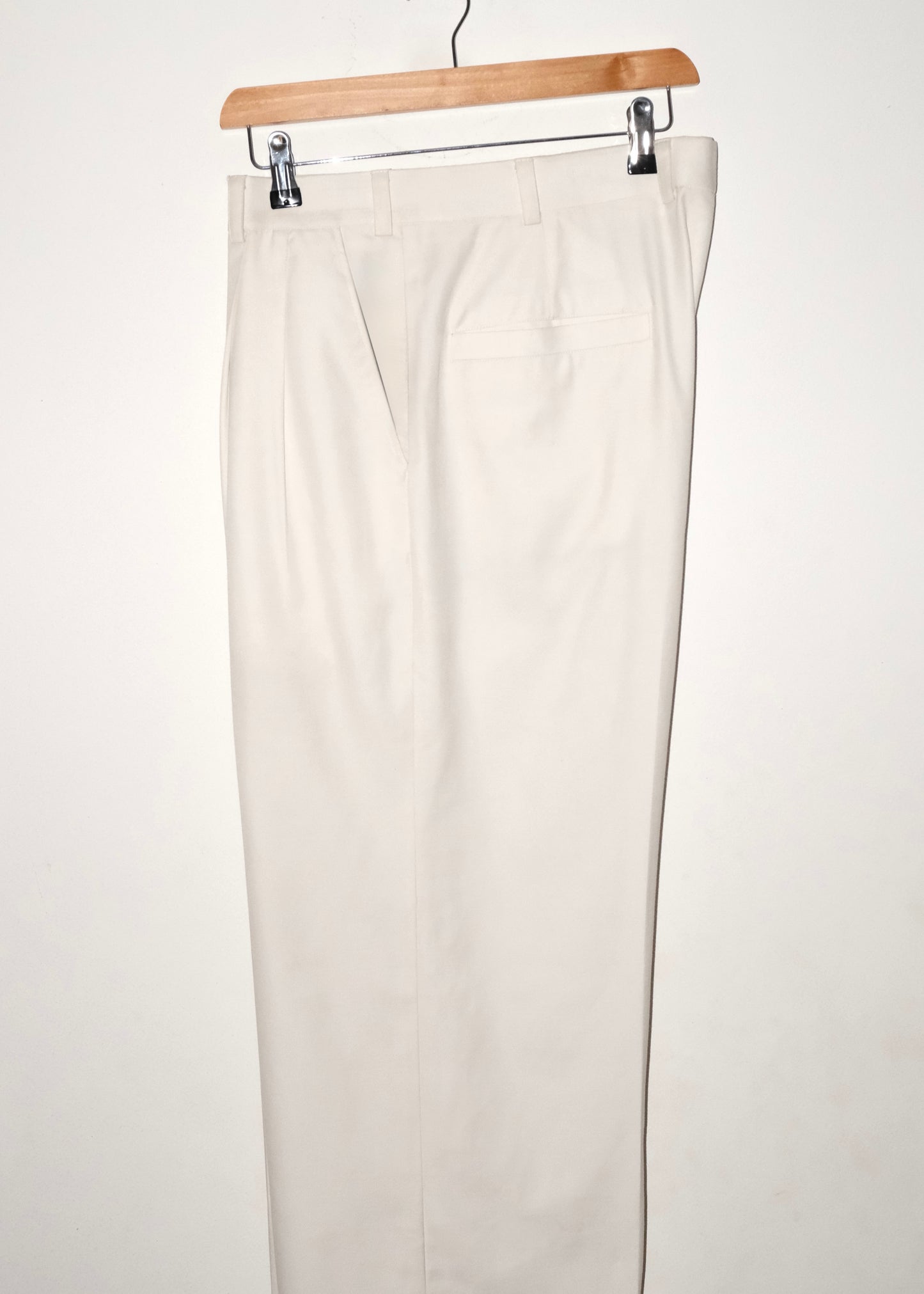 Tailored Double Pleated Trouser- Cream White