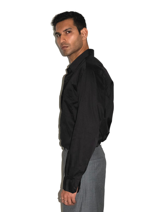 Tailored Full Sleeves Giza cotton Shirt - Black