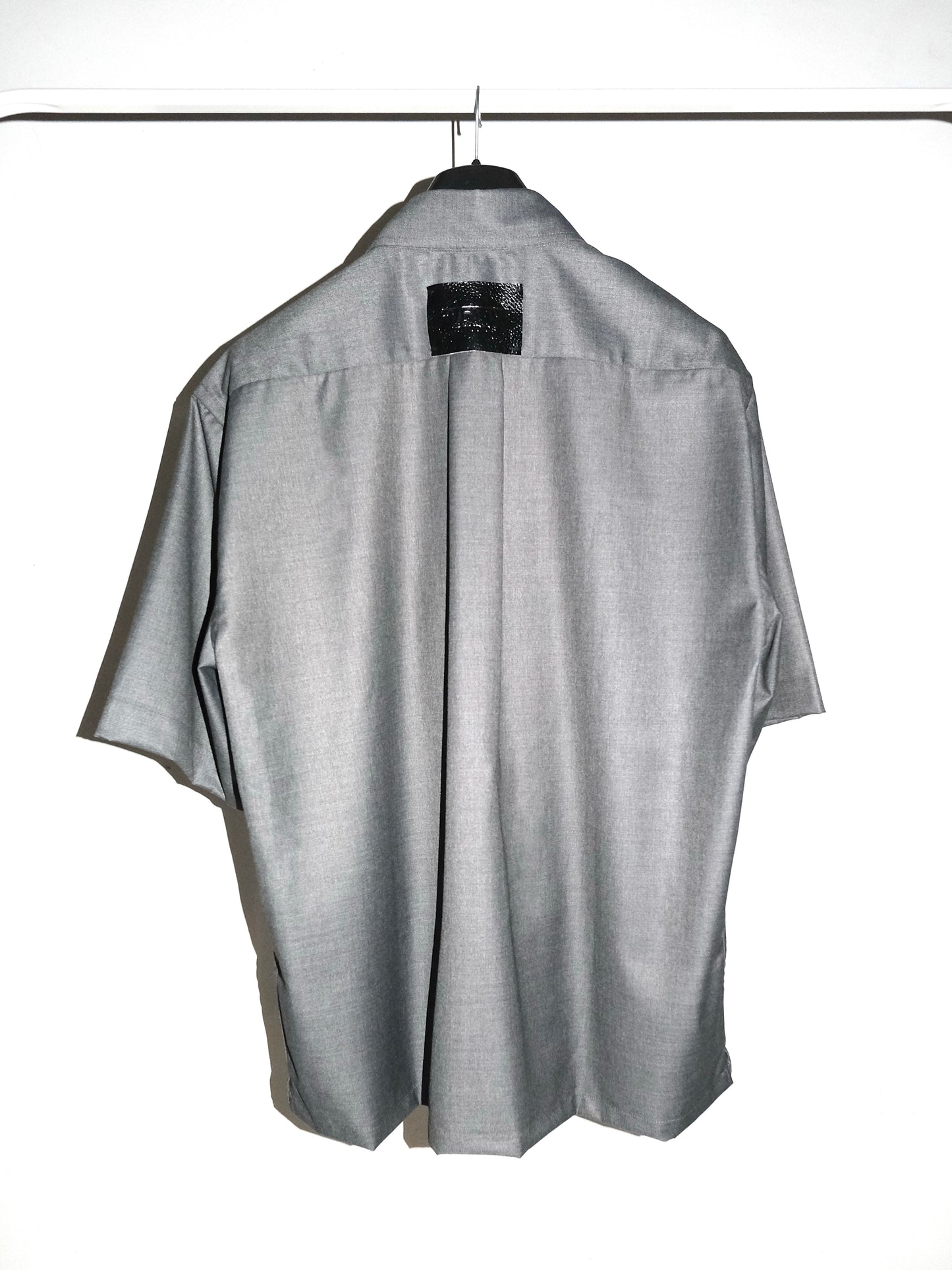Tailored Wool blend Half Sleeves Shirt - Grey