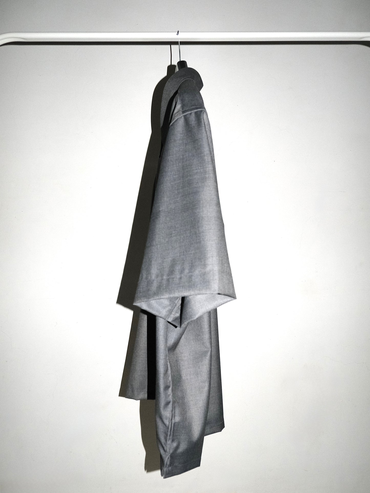 Tailored Wool blend Half Sleeves Shirt - Grey