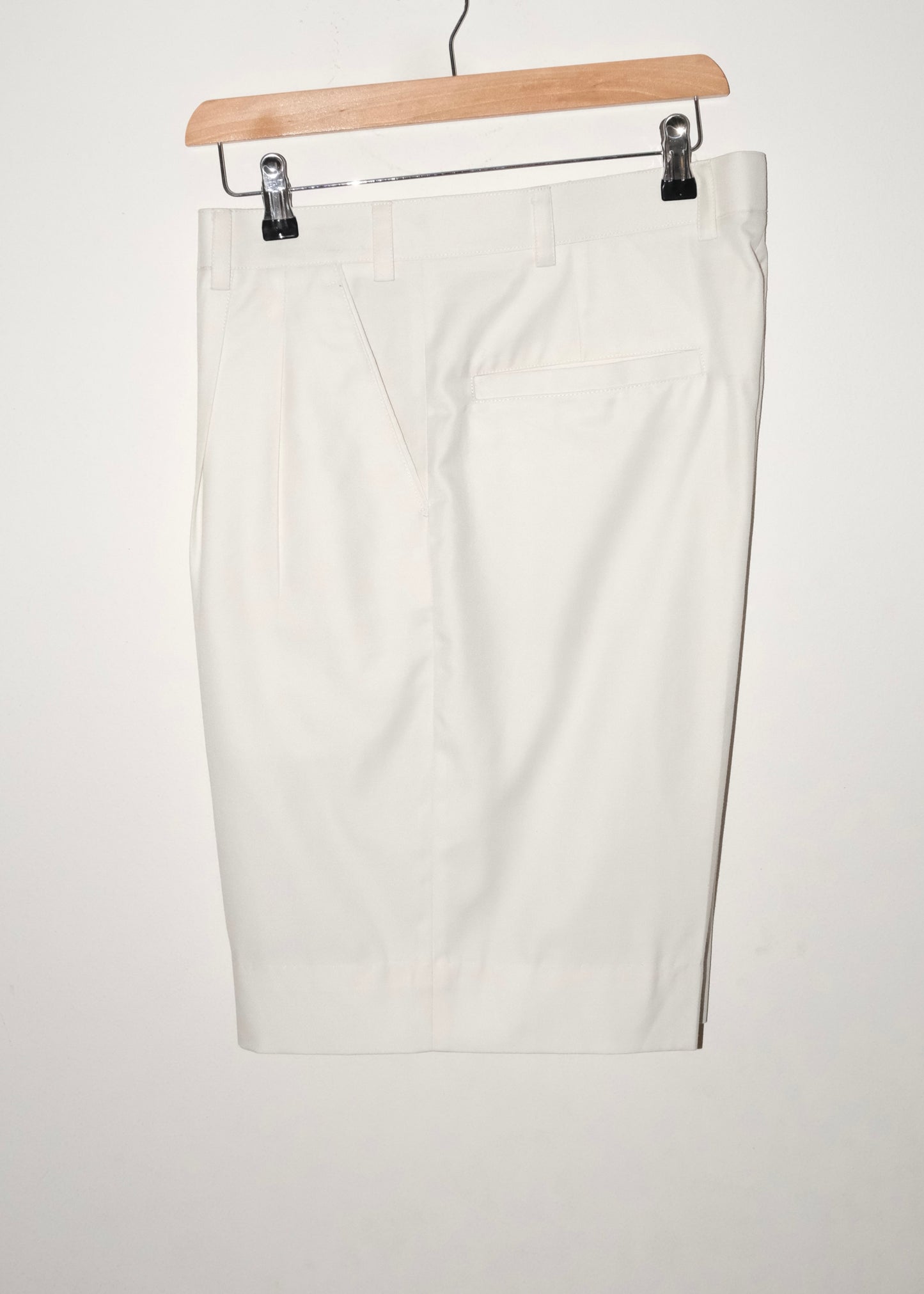 Tailored Double Pleated Shorts- Cream White