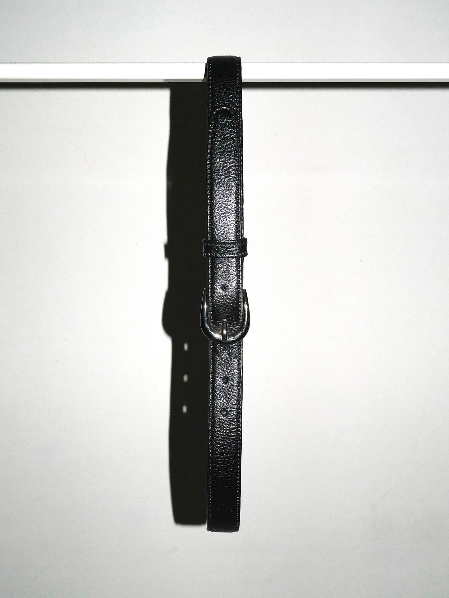 Handmade Leather Slim Belt - Black