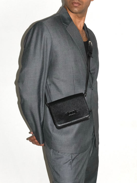 Handmade Leather Crossbody Bag- Black