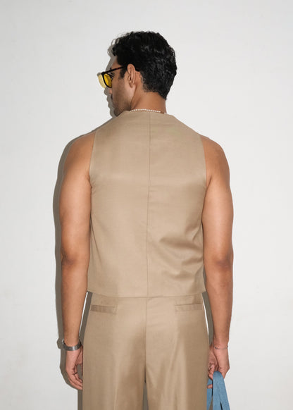 Tailored Vest- Tan