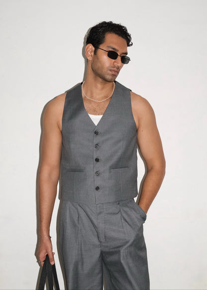 Tailored Vest- Grey