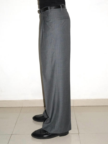 Tailored Wool blend Trousers - Grey Pinstripe