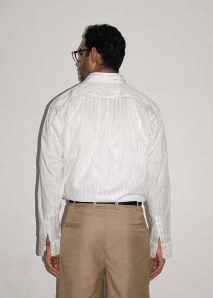 Tailored Giza cotton Shirt - White/Black stripe