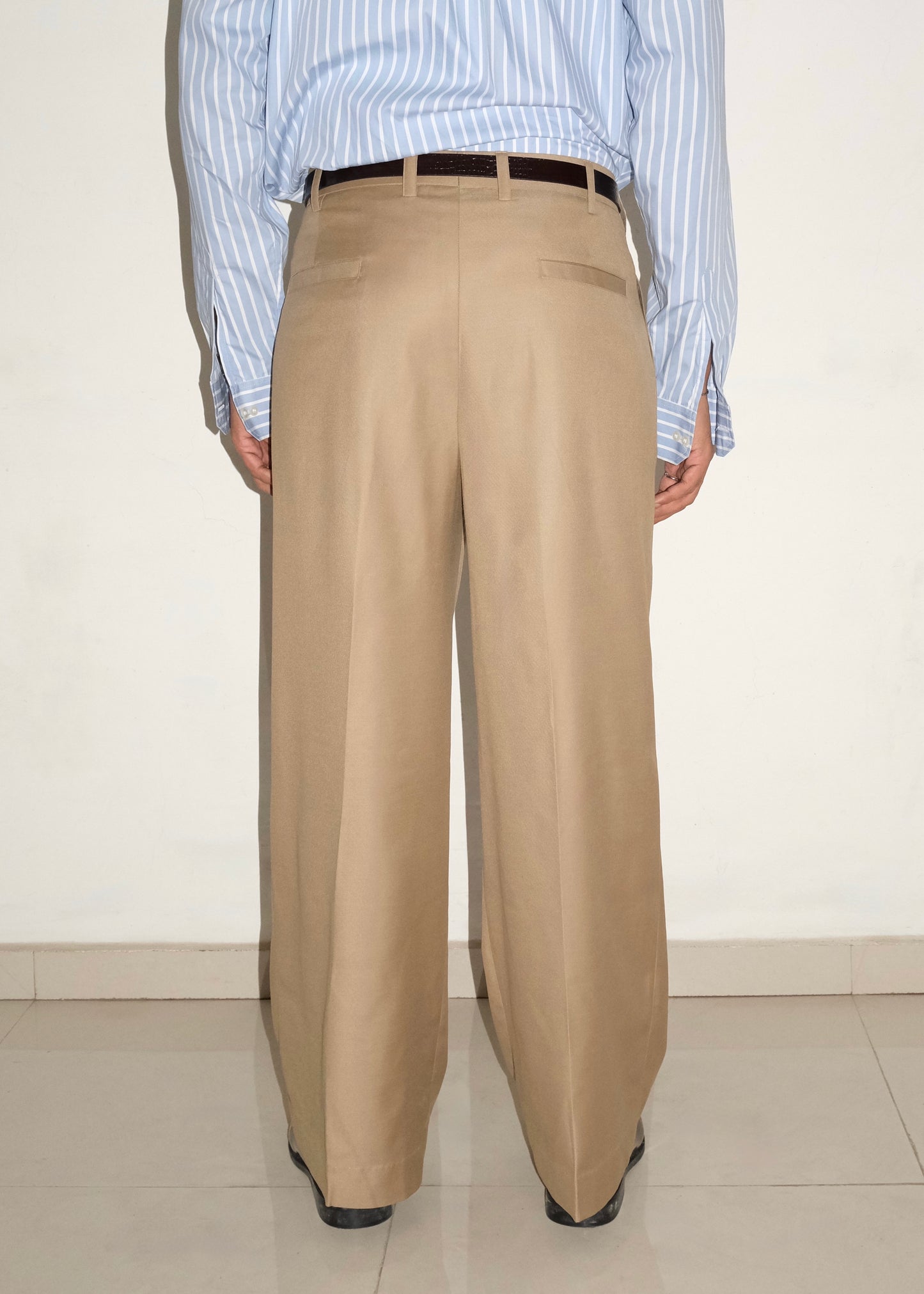 Tailored Double Pleated Trouser- Tan