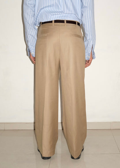 Tailored Double Pleated Trouser- Tan