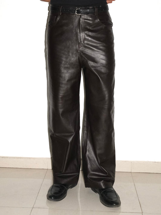 Handmade Leather Trousers - Coffee Brown