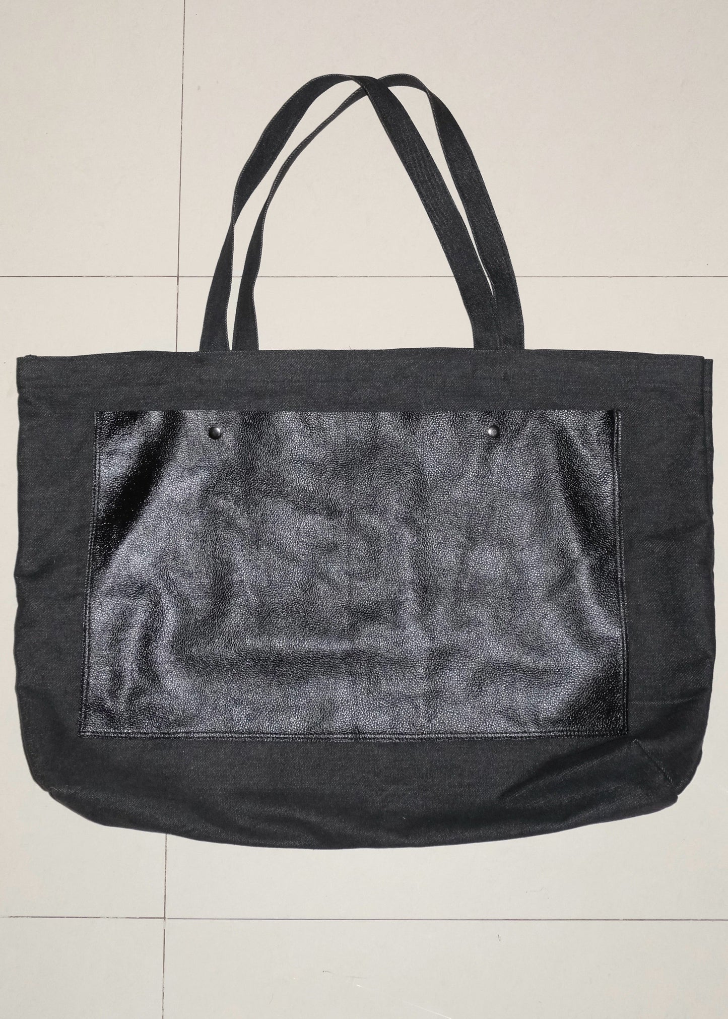 XL Denim Tote Bag- Black