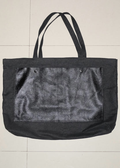 XL Denim Tote Bag- Black