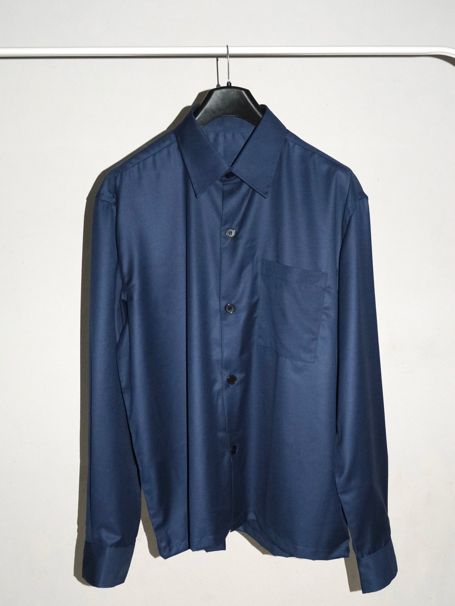Tailored Wool blend Full Sleeves Shirt - Blue