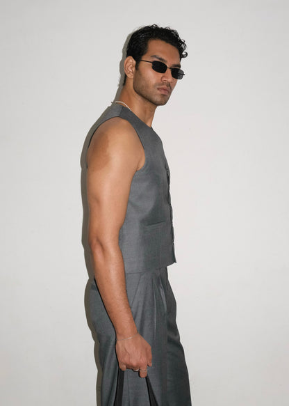 Tailored Vest- Grey