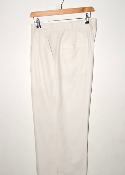 Tailored Double Pleated Trouser- Cream White