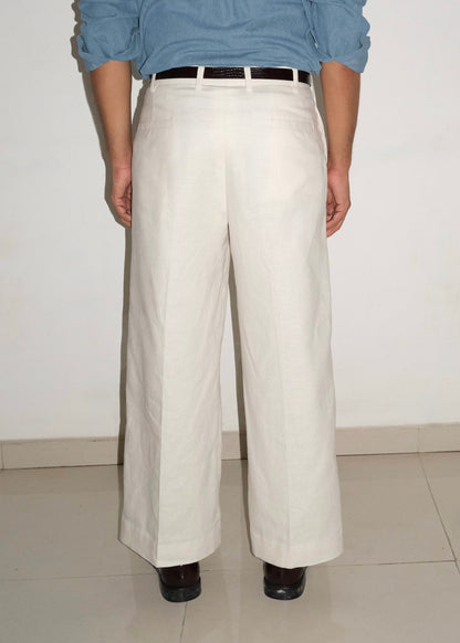 Tailored Linen Cotton Trouser- Off White
