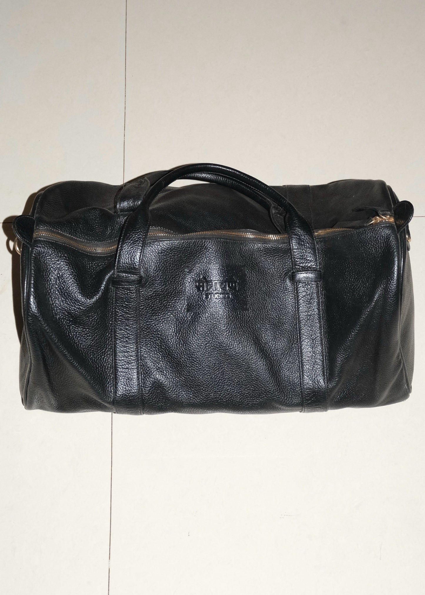 Leather Duffle Bag- Black