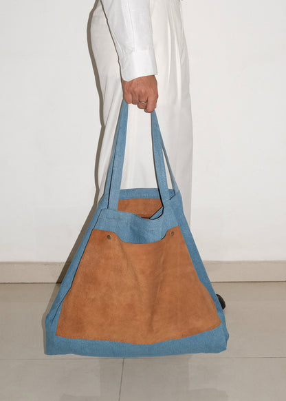 XL Denim Tote Bag- Blue