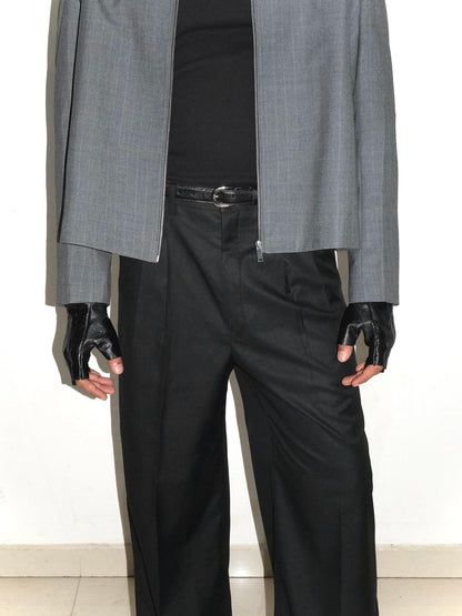 Handmade Leather Half Gloves- Black