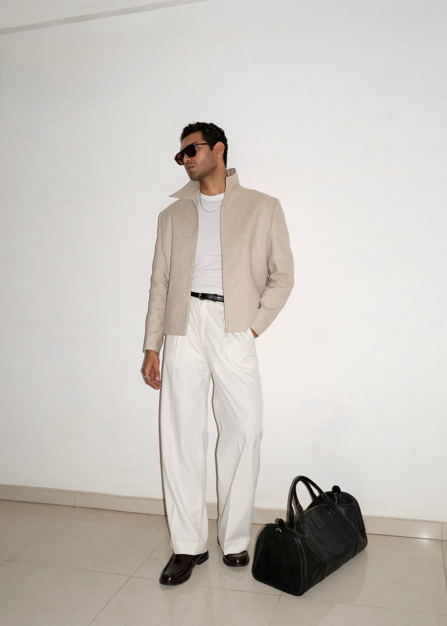 Tailored Double Pleated Trouser- Cream White