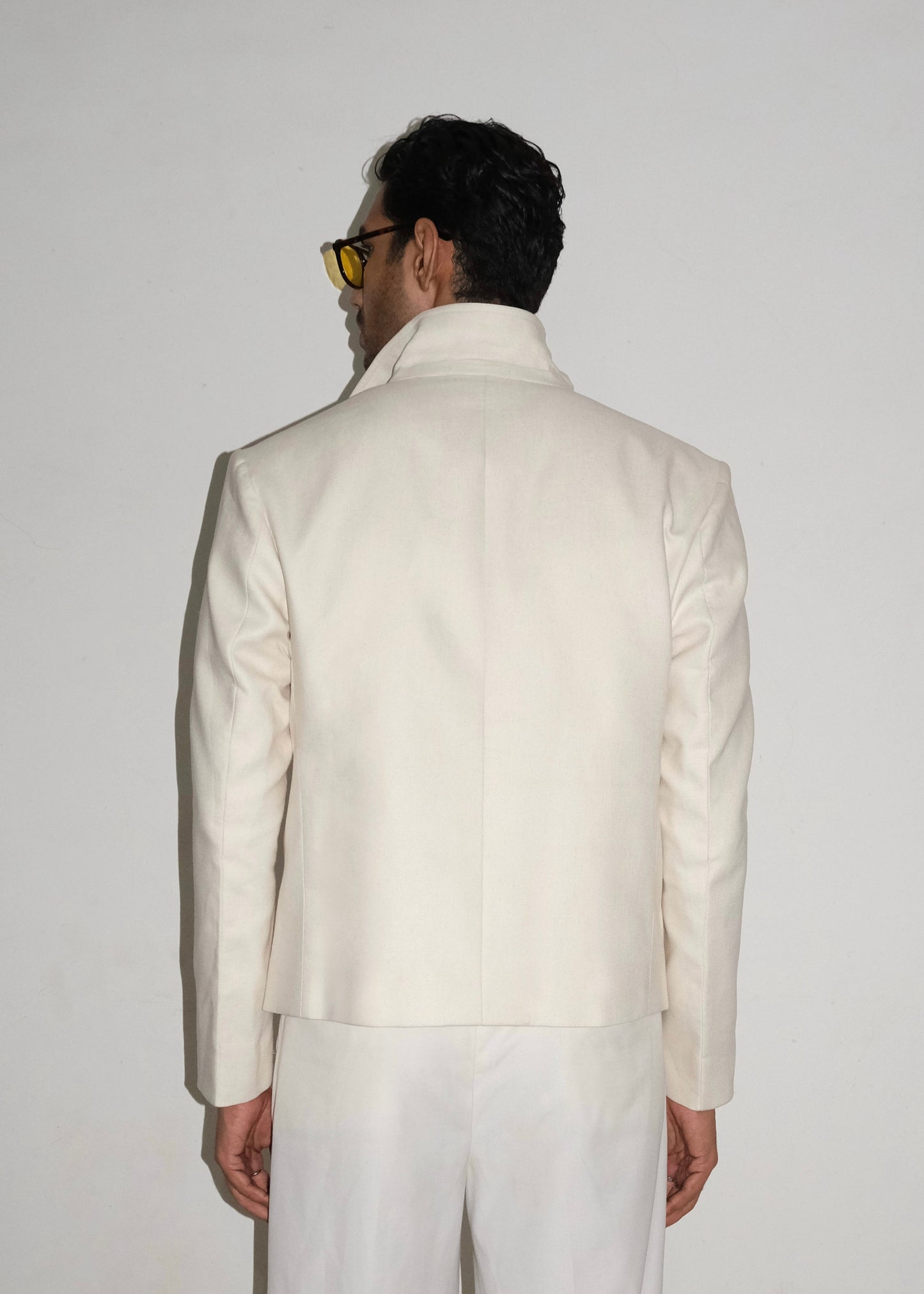 Tailored Linen Cotton Jacket- Off White