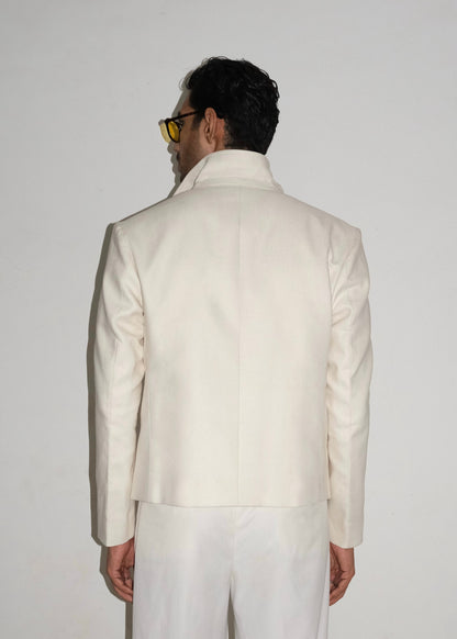 Tailored Linen Cotton Jacket- Off White