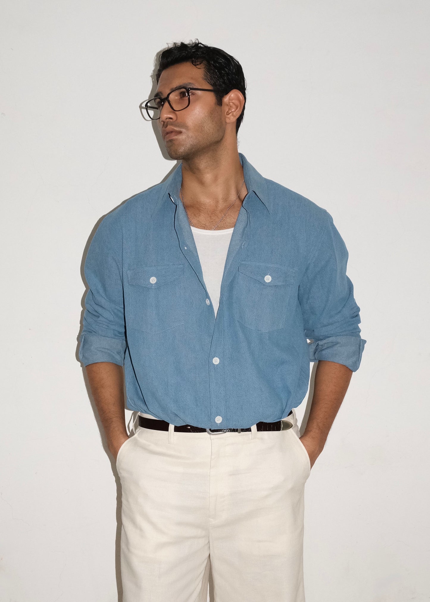 Tailored Denim Shirt- Blue