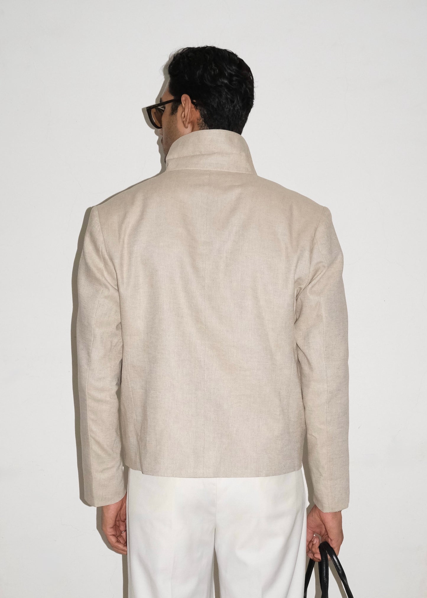 Tailored Linen Cotton Jacket- Beige