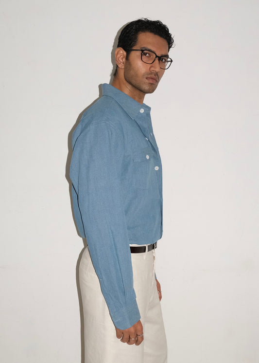 Tailored Denim Shirt- Blue