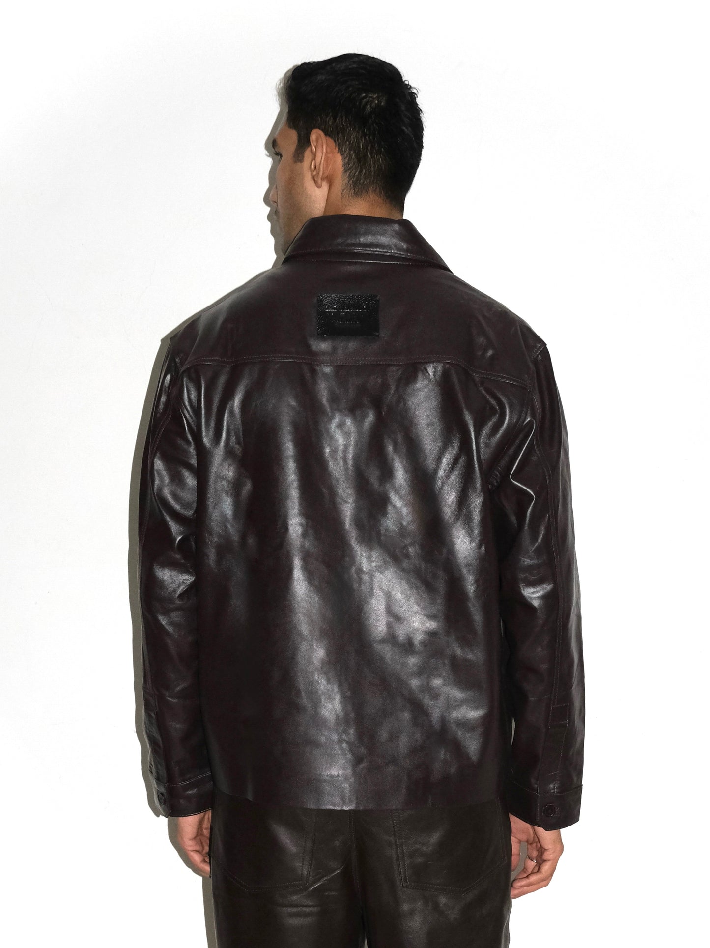 Handmade Leather Shirt - Coffee Brown