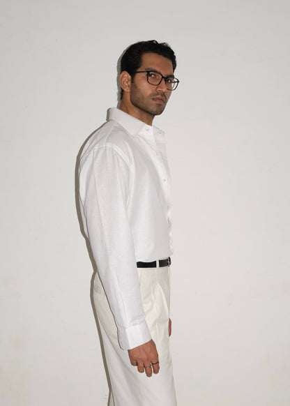 Tailored Linen Cotton Shirt- White