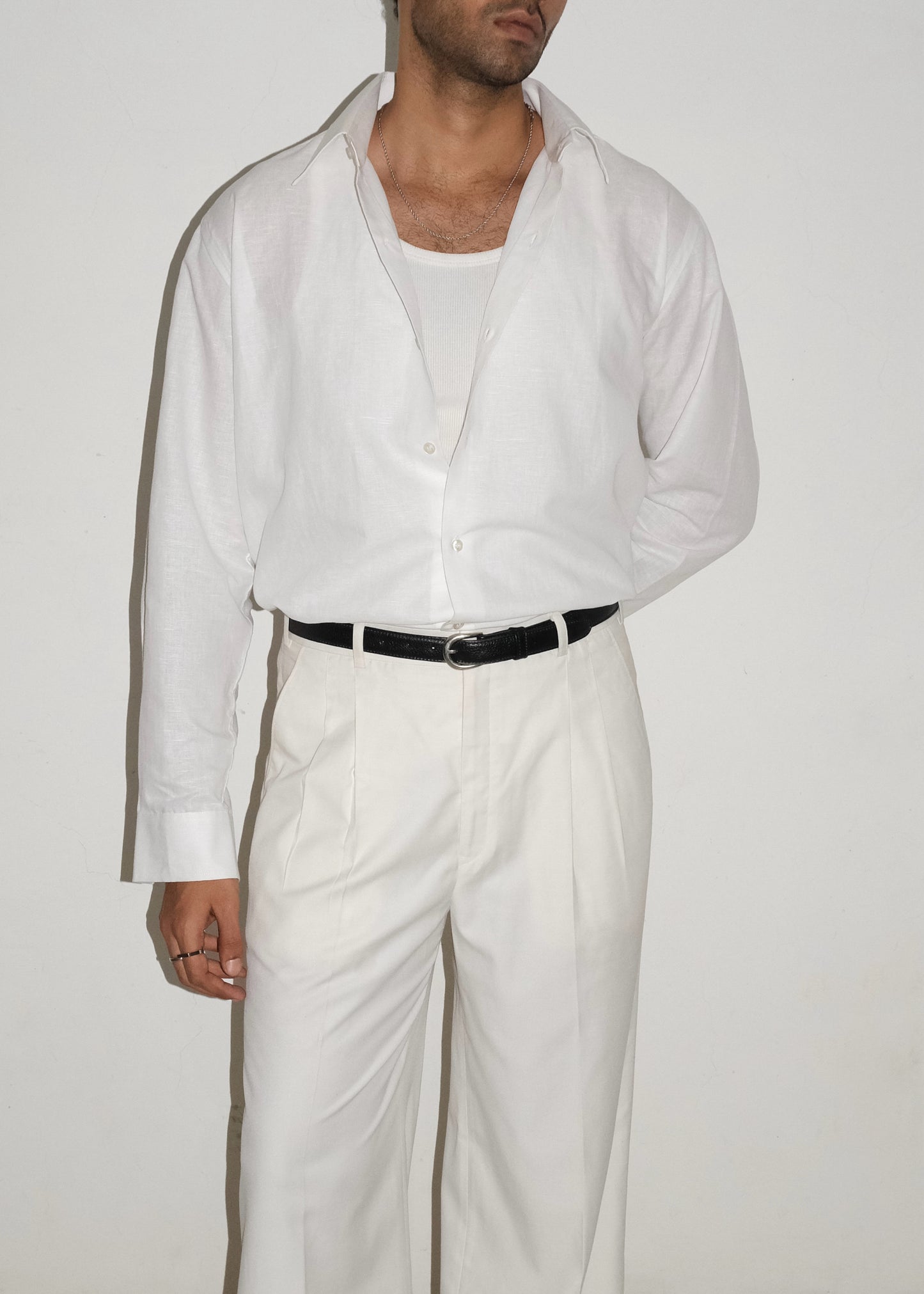 Tailored Linen Cotton Shirt- White