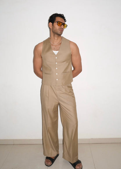 Tailored Vest- Tan