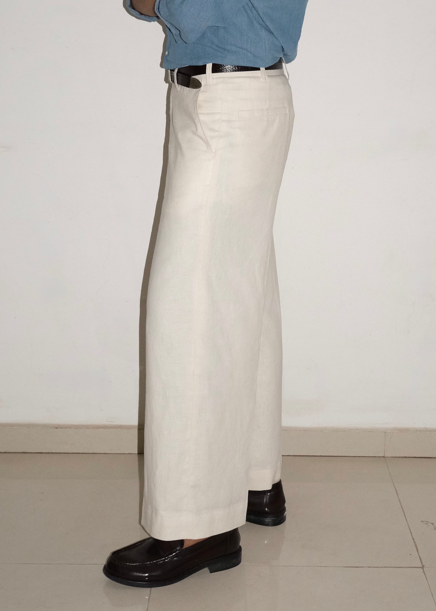 Tailored Linen Cotton Trouser- Off White