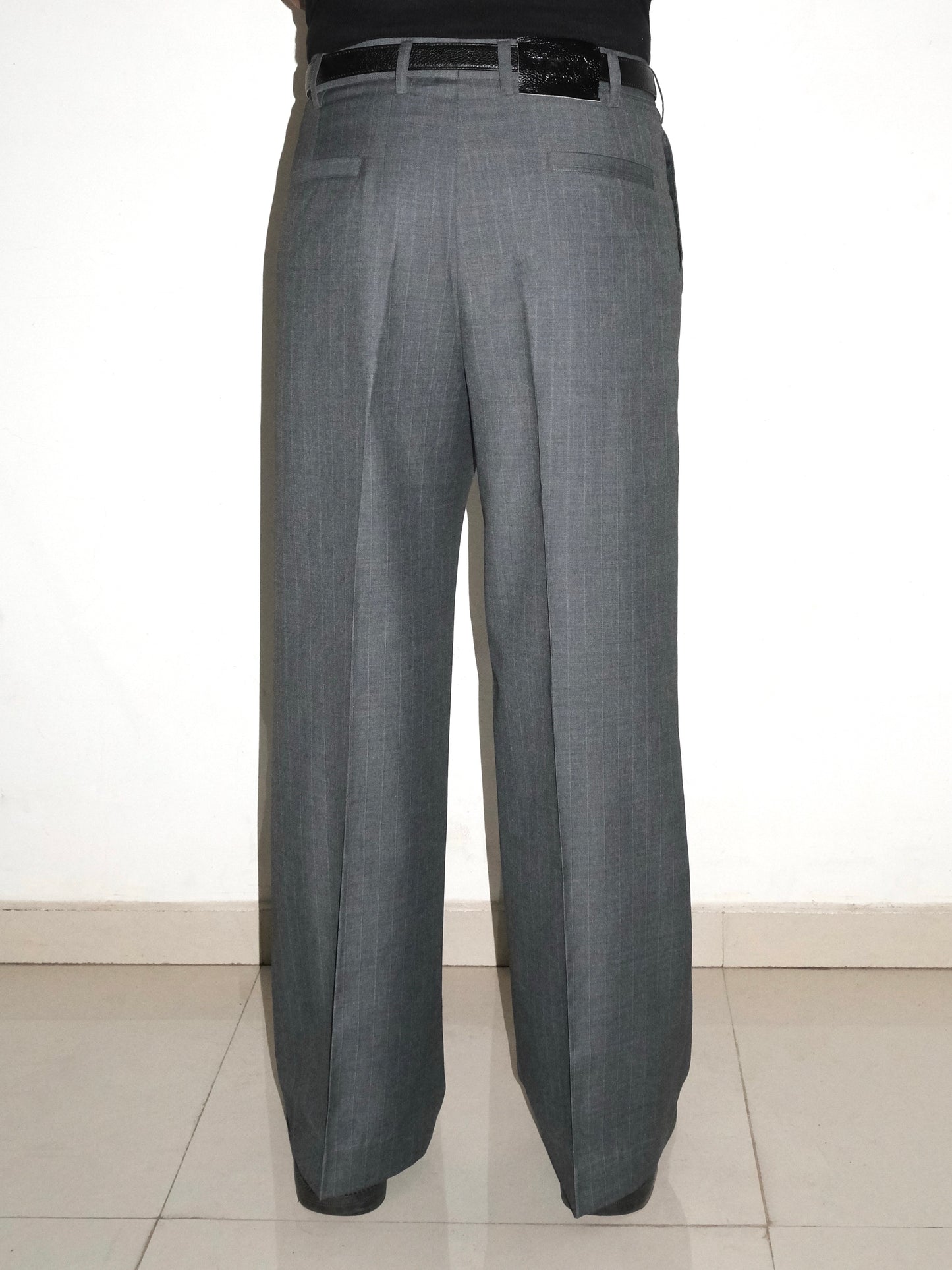 Tailored Wool blend Trousers - Grey Pinstripe