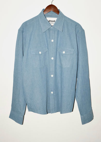 Tailored Denim Shirt- Blue