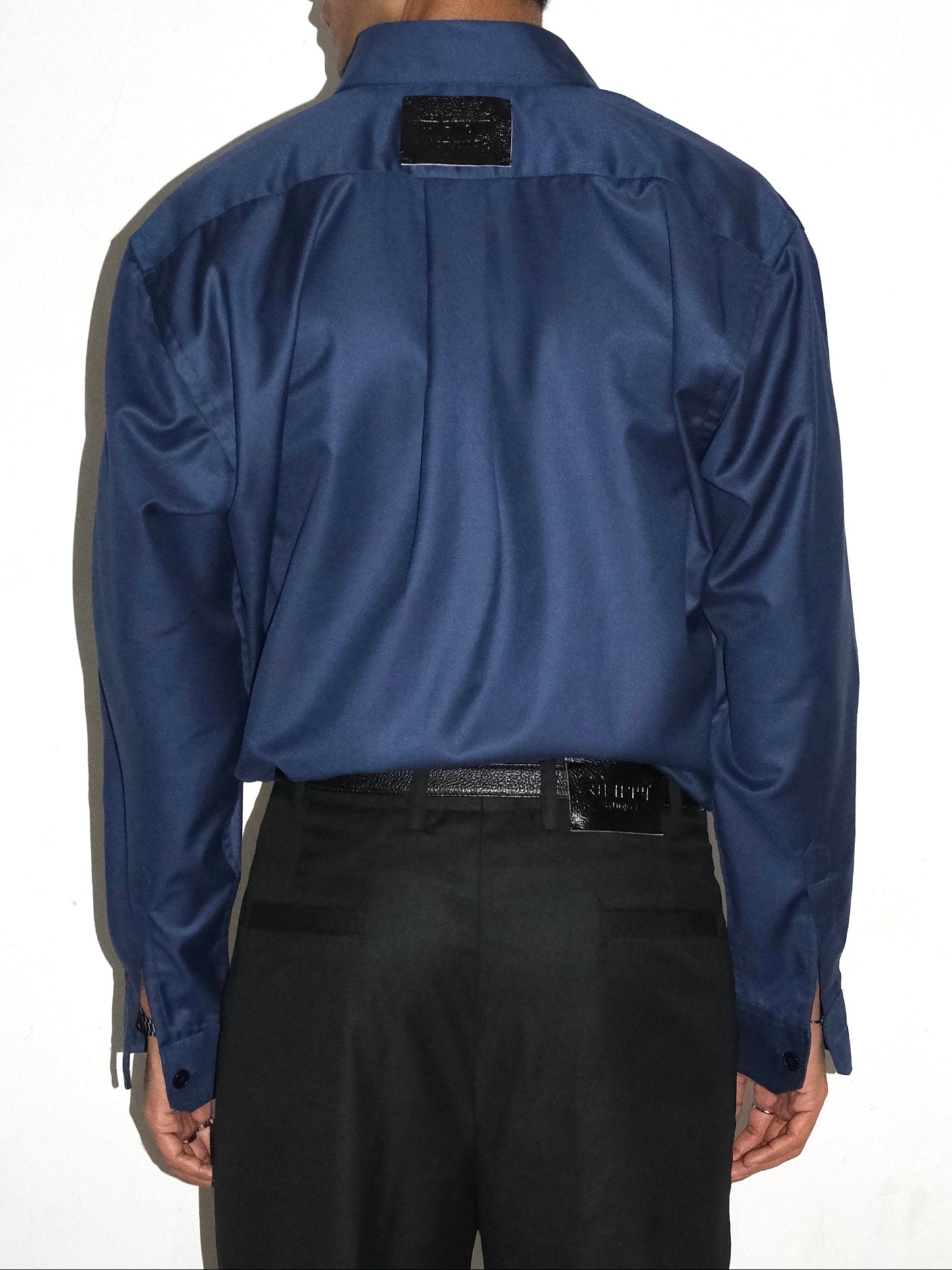 Tailored Wool blend Full Sleeves Shirt - Blue