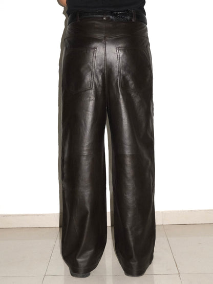 Handmade Leather Trousers - Coffee Brown