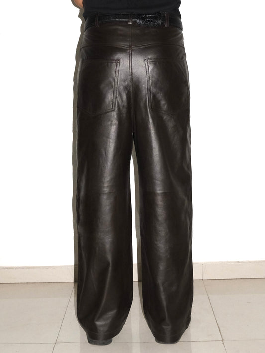Handmade Leather Trousers - Coffee Brown