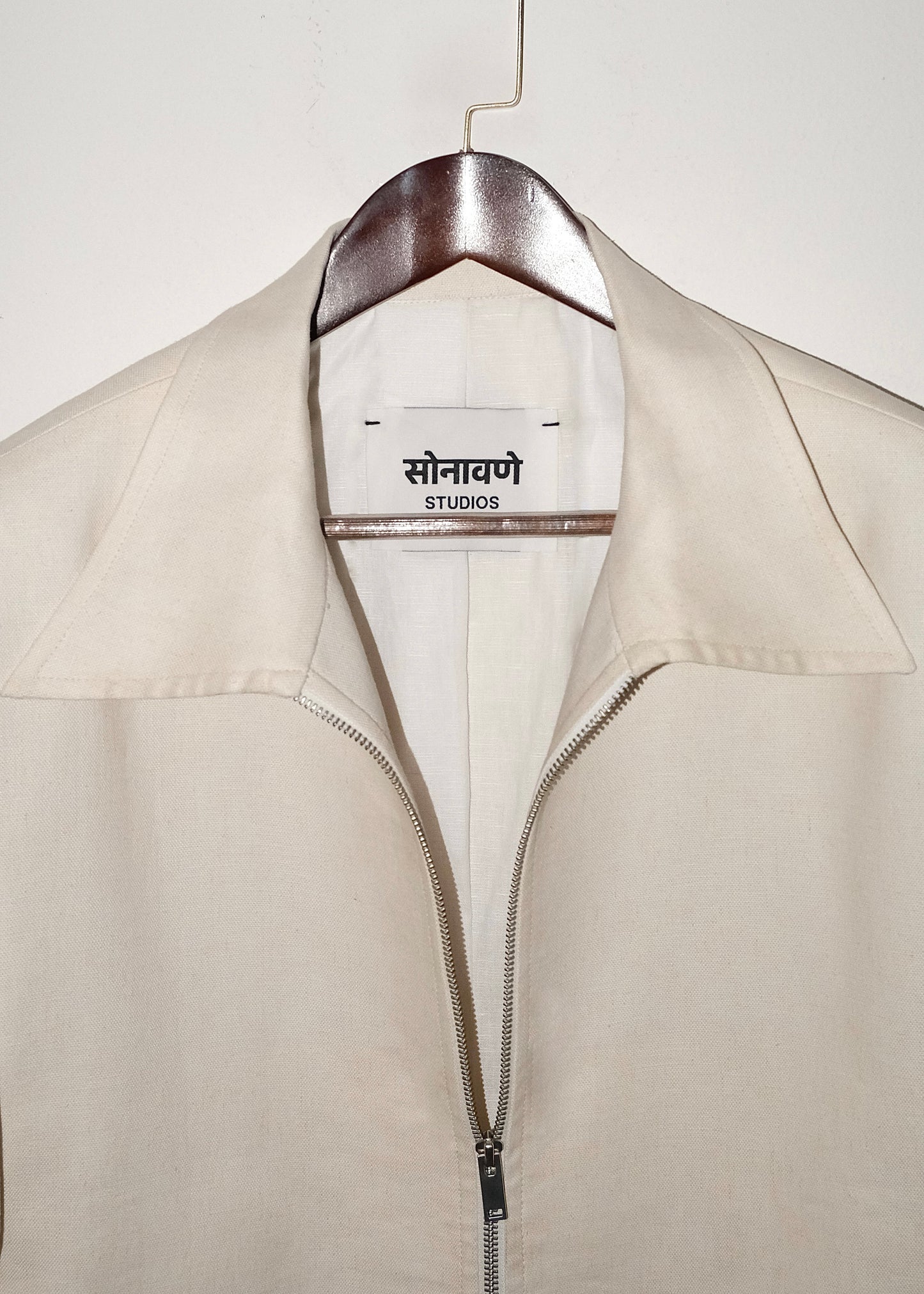 Tailored Linen Cotton Jacket- Off White