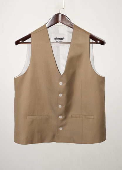 Tailored Vest- Tan