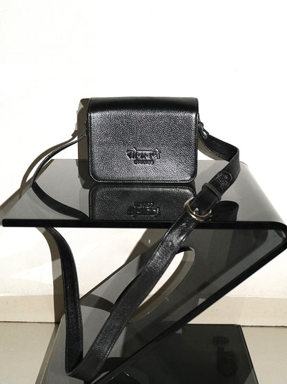Handmade Leather Crossbody Bag- Black
