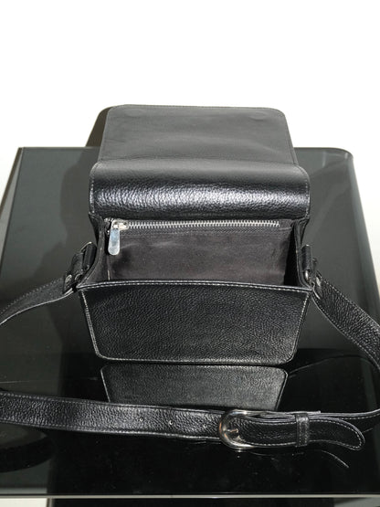 Handmade Leather Crossbody Bag- Black
