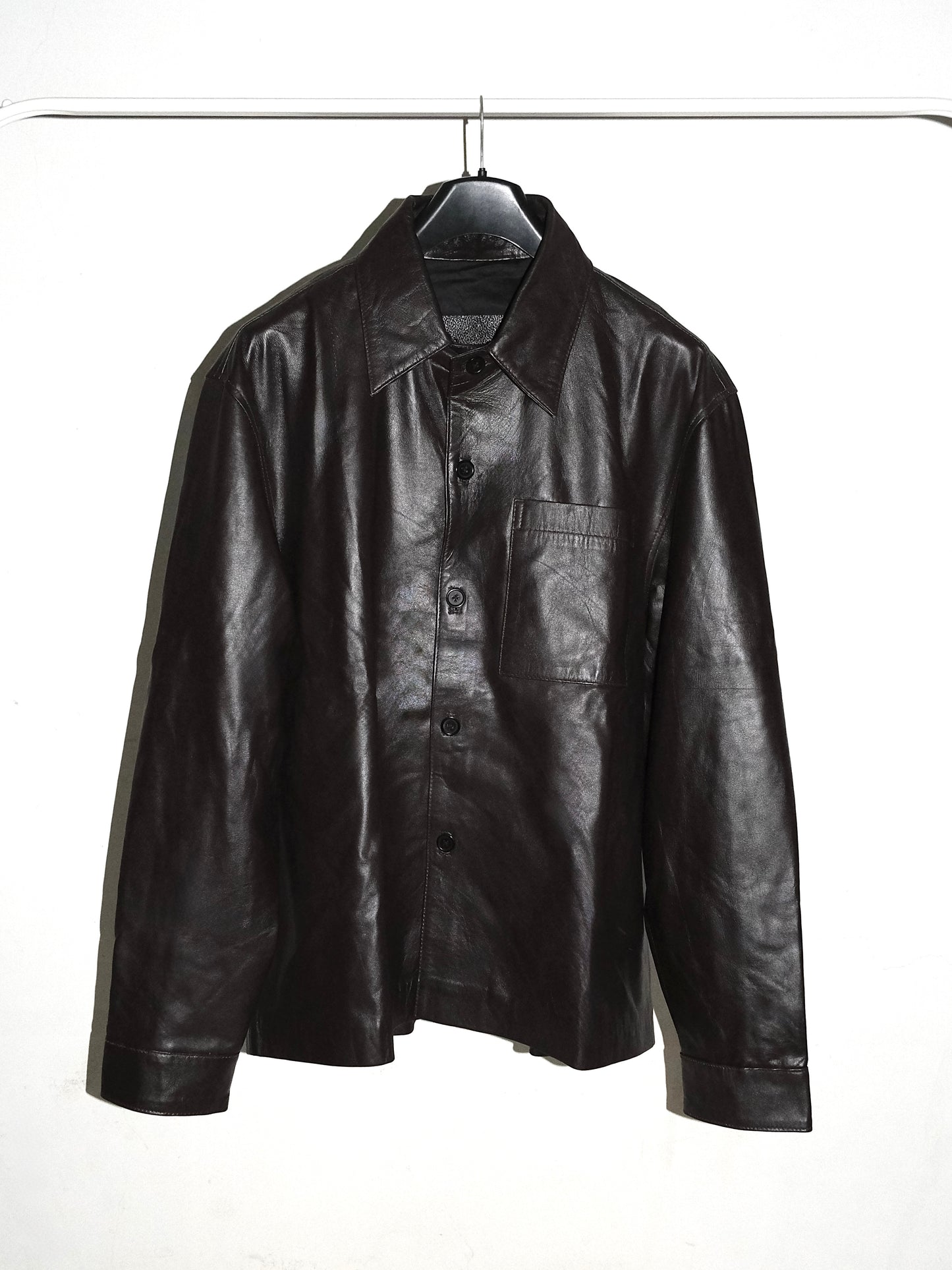 Handmade Leather Shirt - Coffee Brown