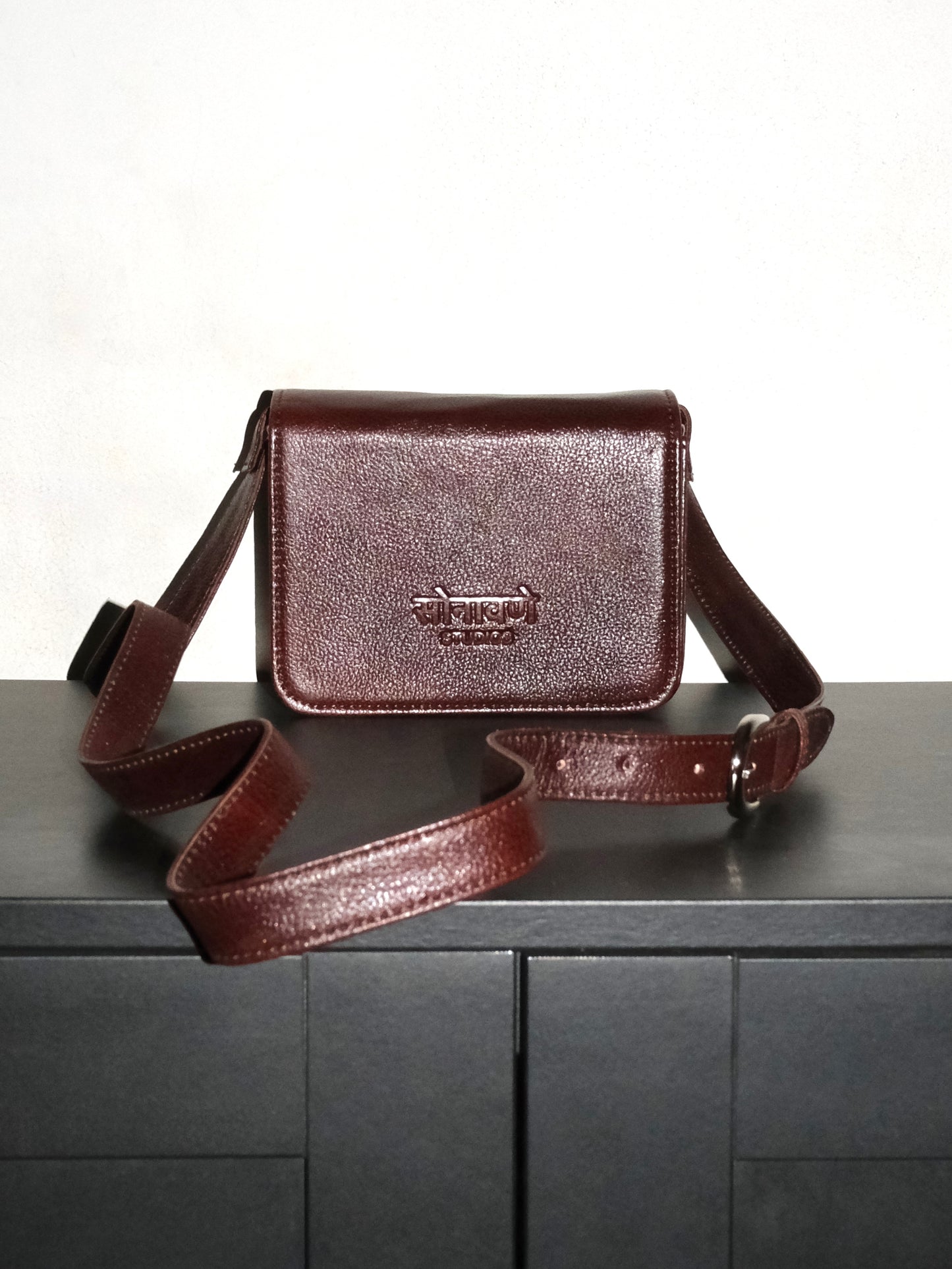 Handmade Leather Crossbody Bag- Brown