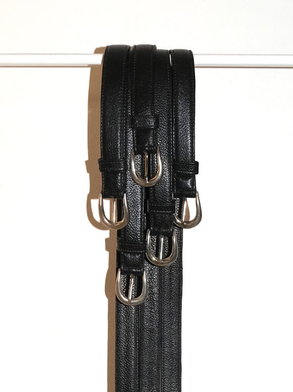 Handmade Leather Slim Belt - Black