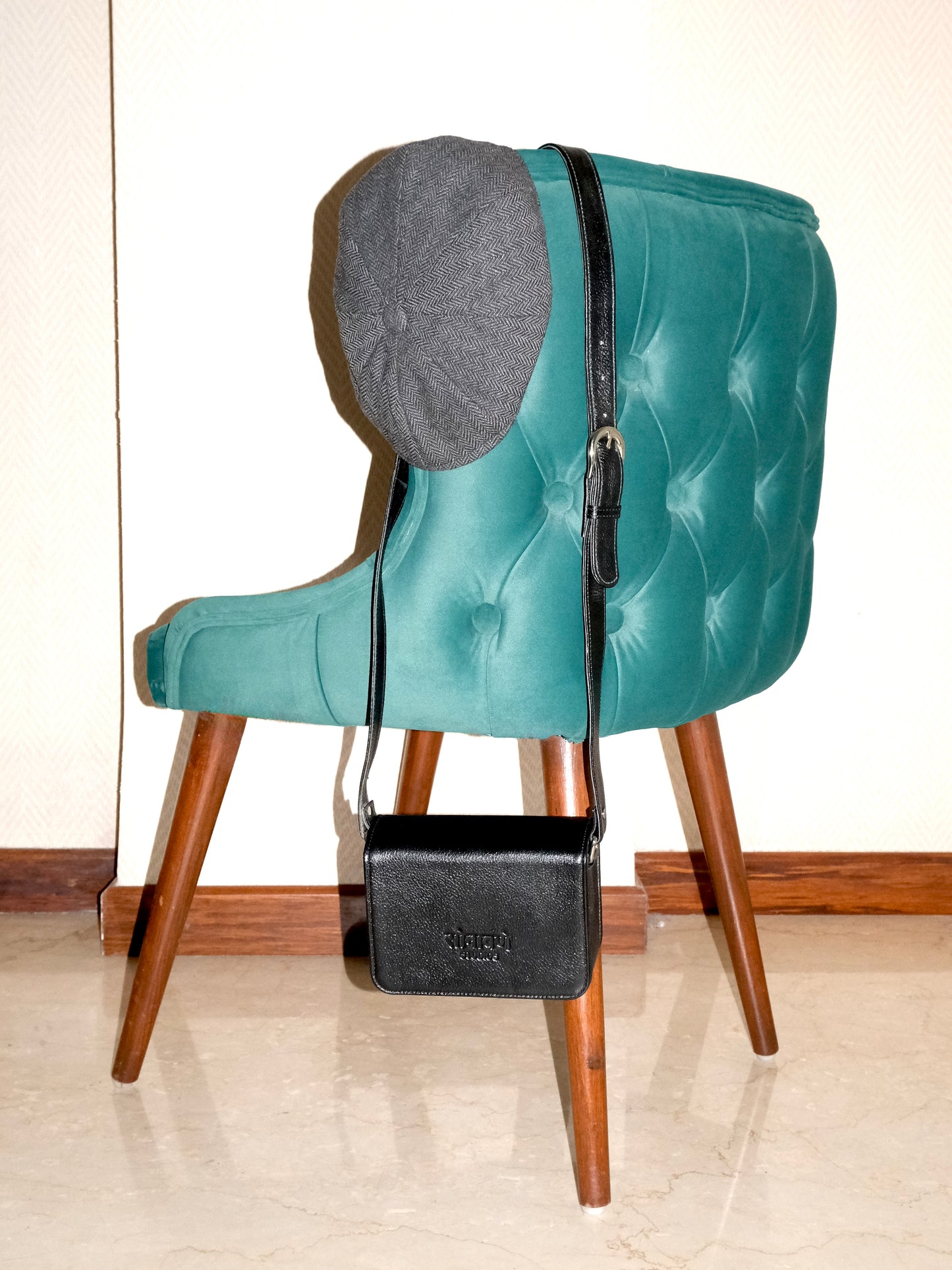 Handmade Leather Crossbody Bag- Black