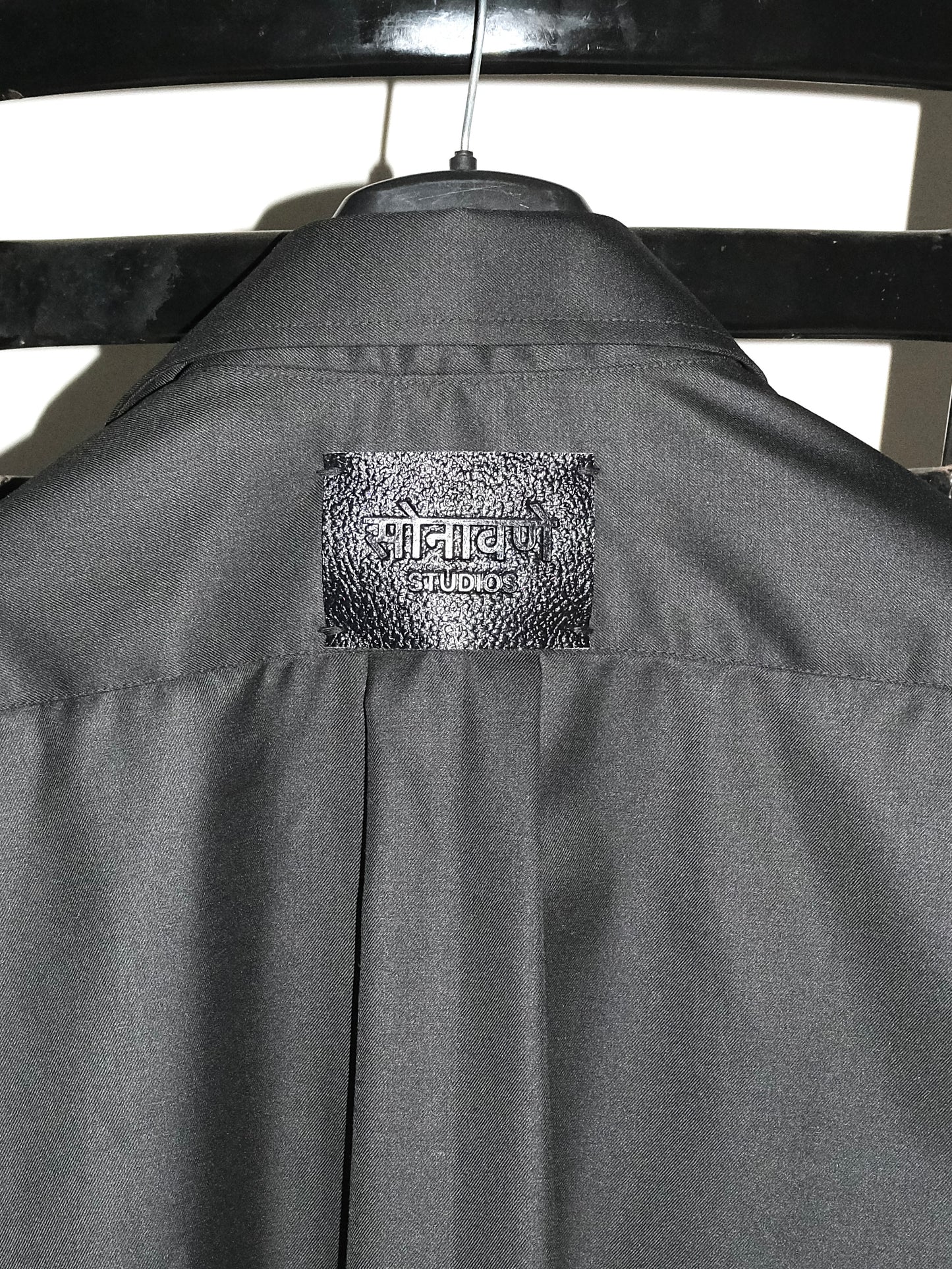 Tailored Wool blend Full Sleeves Shirt - Black