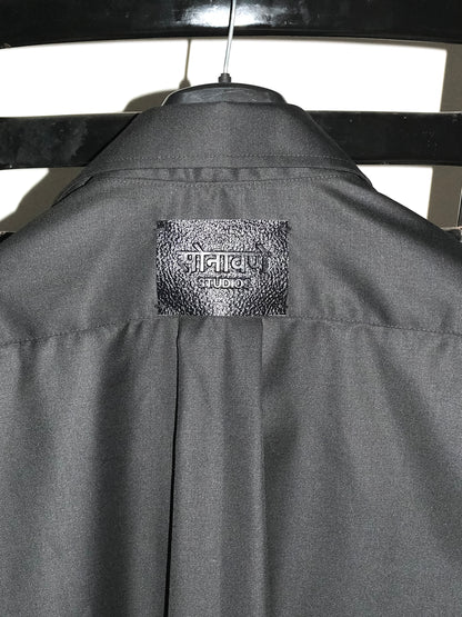 Tailored Wool blend Full Sleeves Shirt - Black