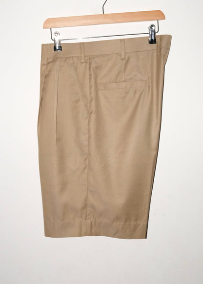Tailored Double Pleated Shorts- Tan